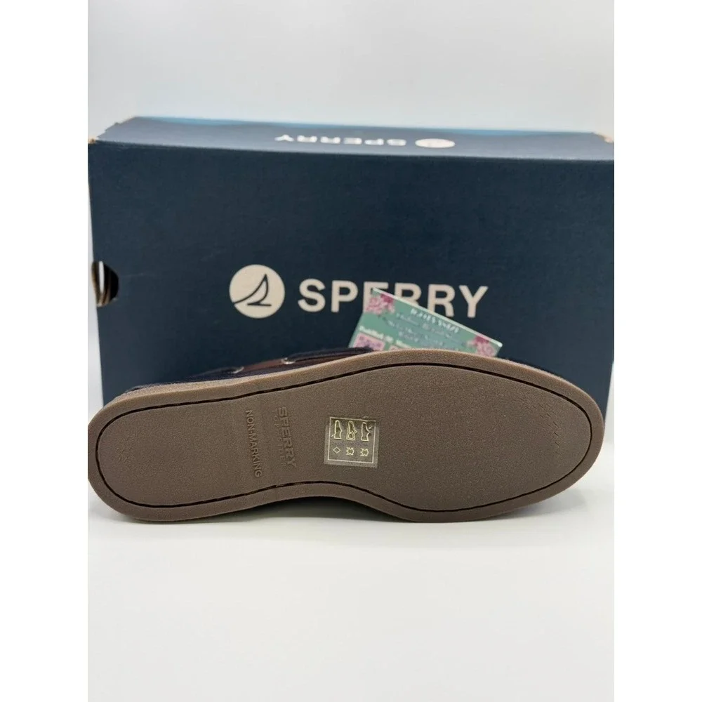 Sperry Top-Sider AO 2-Eye Boat Shoes‎ Navy White Brown Leather